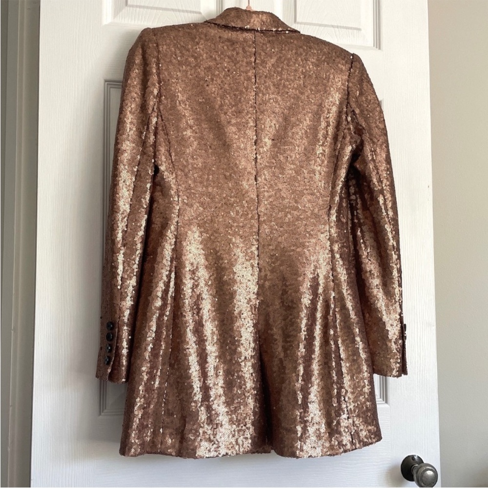 NWT BCBGMaxAzria Gold Blazer Suit Jacket Metallic Structured Design - Picture 12 of 12